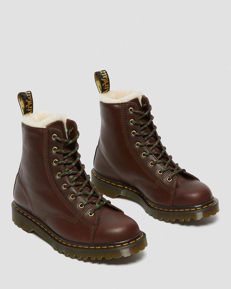 Brown Men's Dr Martens Barton Made in England Shearling Lined Leather Ankle Boots | CA 434XYU